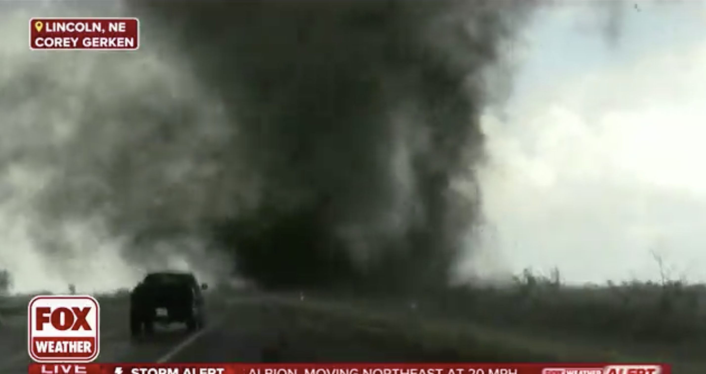 WATCH: Storm Chaser Catches Unreal Video of Tornado Barreling Down I-80